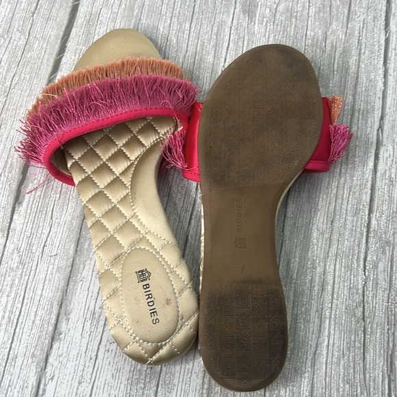 Birdies The Sparrow Pink Orange Fringe Slide Sandals Size 7 - Picture 7 of 8